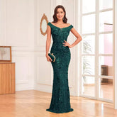 Green Sequined Sexy High Waist Fishtail Long Evening Dress